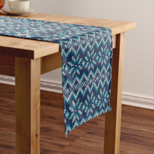Blau-weiße Imitate Strick Sweater Snowflakes Muste Kurzer Tischläufer
