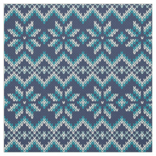 Blau-weiße Imitate Strick Sweater Snowflakes Muste Stoff