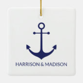 Blau-weiße individuelle Namen der Nautikanker Keramikornament (Rückseite)