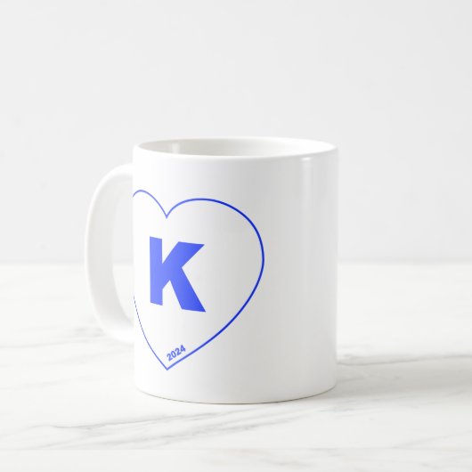 Blau-weiße K-Herz-Tasse Kaffeetasse (Vorderseite Links)