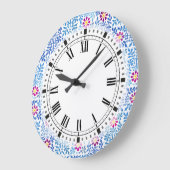 Blau-weiße Kunst und Kunsthandwerk Große Wanduhr (Winkel)
