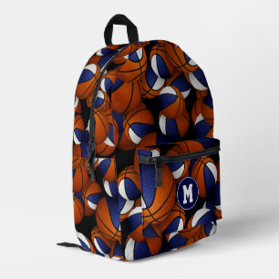 Blau-weiße Mannschaftsfarben Basketballmuster Bedruckter Rucksack