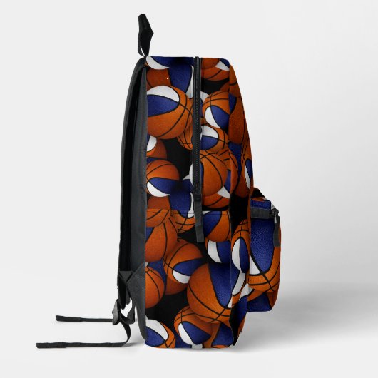 Blau-weiße Mannschaftsfarben Basketballmuster Bedruckter Rucksack (Links)