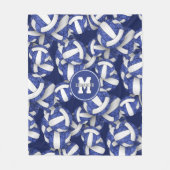 Blau-weiße Mannschaftsfarben Mädchen-Volleyball-Zi Fleecedecke (Vorderseite)
