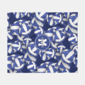 Blau-weiße Mannschaftsfarben Mädchen-Volleyball-Zi Fleecedecke (Vorderseite (Horizontal))