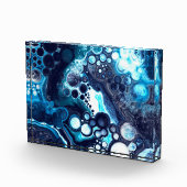 Blau-weiße Marmorflüssigkeit Kunst Fotoblock (Rechts)