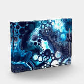 Blau-weiße Marmorflüssigkeit Kunst Fotoblock (Links)