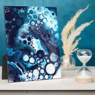 Blau-weiße Marmorflüssigkeit Kunst Fotoplatte
