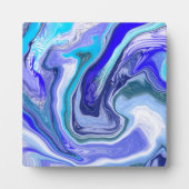 Blau-weiße Marmorflüssigkeit Kunst Fotoplatte (Vorderseite)