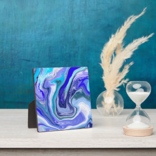 Blau-weiße Marmorflüssigkeit Kunst Fotoplatte