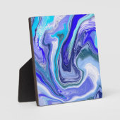 Blau-weiße Marmorflüssigkeit Kunst Fotoplatte (Vorderseite)