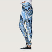 Blau-weiße Marmorflüssigkeit Kunst Leggings (Links)