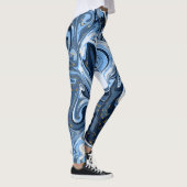 Blau-weiße Marmorflüssigkeit Kunst Leggings (Rechts)