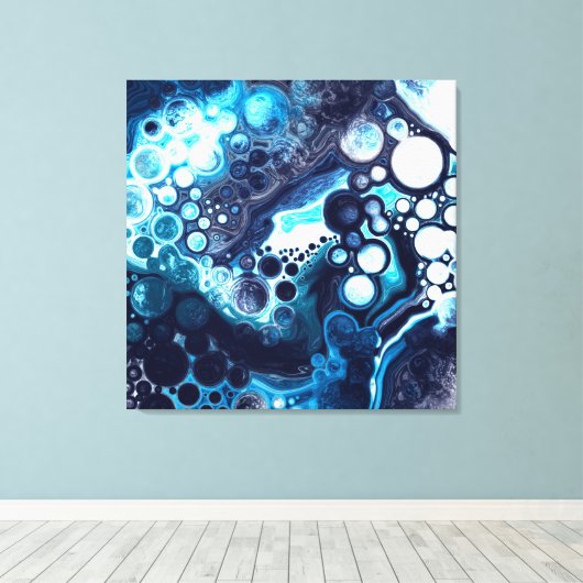Blau-weiße Marmorflüssigkeit Kunst Leinwanddruck (Insitu (Holzboden))