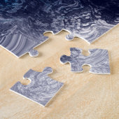 Blau-weiße Marmorflüssigkeit Kunst  Puzzle (Seite)