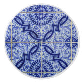 Blau-weiße mediterrane Fliesenmuster Elegant Keramikknauf (Vorderseite)