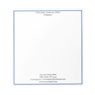 Blau Weiße Minimalistische Geschäftlich Profession Notizblock