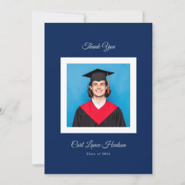 Blau-weiße moderne Abitur-Foto-Graduierung Dankeskarte