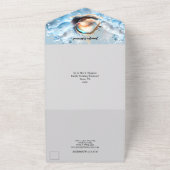 Blau-weiße Muscheln Ozeanwellen irisierender Stran All In One Einladung (Außenbereich)