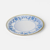 Blau-Weiße Muster Keramik Vintag aussehen  Pappteller (Schrägansicht)