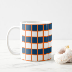 Blau Weiße Orange Karos Kariert Kaffeetasse