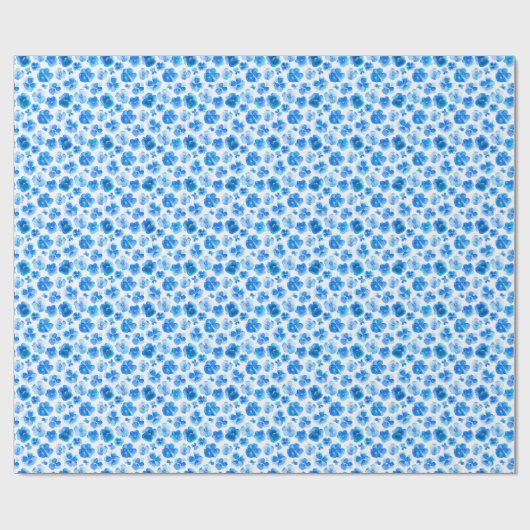 Blau-weiße Pansy lose Aquarellfarbenfolie Geschenkpapier (Flach)