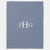 Blau-weiße Polka-Dot-Monogramm Fleece Blanket (Vorderseite)
