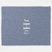 Blau-weiße Polka-Dot-Monogramm Fleece Blanket (Vorderseite (Horizontal))