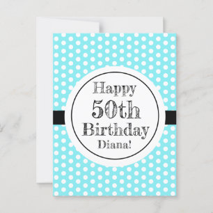Blau-Weiße Polka Dots zum 50. Geburtstag Postkarte