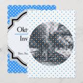 blau, weiße Punkte, bayerisch weiblich Einladung (Vorne/Hinten)