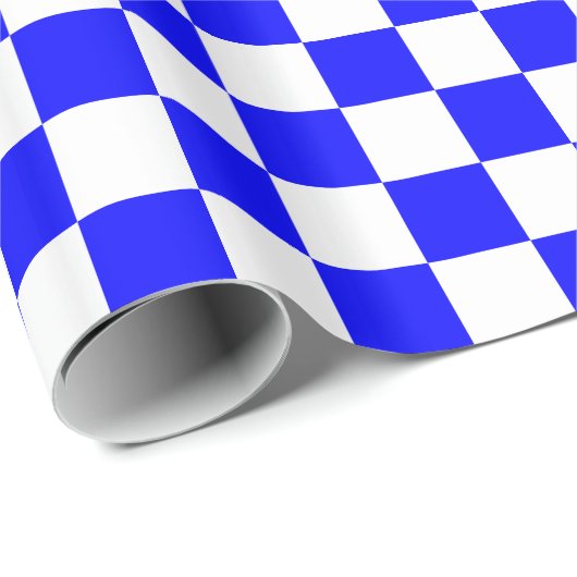 Blau-weiße Schachbrettmuster Geschenkpapier (Rolleneckpunkt)