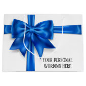 Blau-weiße Schleife Glam elegante Mädchen Große Geschenktüte (Vorderseite)