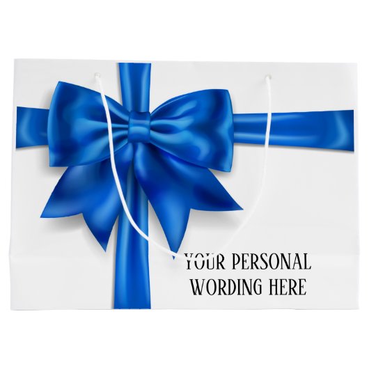Blau-weiße Schleife Glam elegante Mädchen Große Geschenktüte (Rückseite)