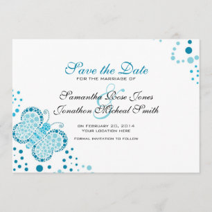 Blau-Weiße Schmetterlingspintillik Save the Date