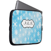 Blau-weiße Schneeflocken Laptop-Sieb Laptopschutzhülle (Vorne Rechts)