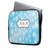 Blau-weiße Schneeflocken Laptop-Sieb Laptopschutzhülle (Vorderseite Links)