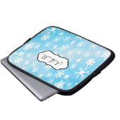 Blau-weiße Schneeflocken Laptop-Sieb Laptopschutzhülle (Vorne Knopf)