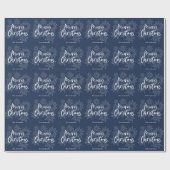 Blau-weiße Schrift frohe Weihnachten Geschenkpapier (Flach)