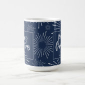 Blau-weiße Schrift frohe Weihnachten Kaffeetasse (Mittel)