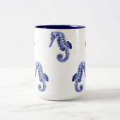 Blau-weiße Seepferd Zweifarbige Tasse (Mittel)