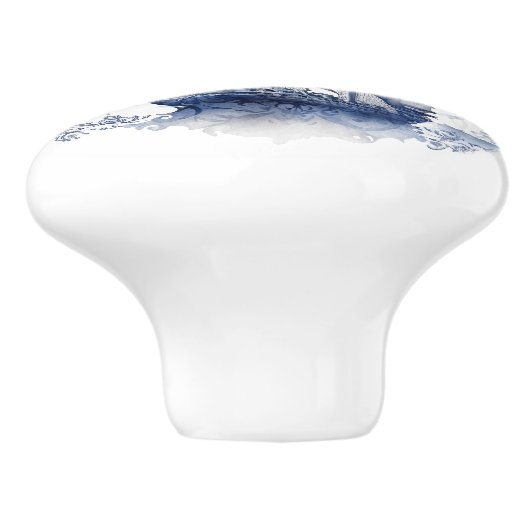 Blau-weiße Segelschiffe im Delft-Stil im Meer Keramikknauf (Seitenansicht)