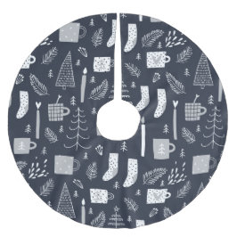 Blau-weiße Socken Tasse Bäume Polyester Weihnachtsbaumdecke