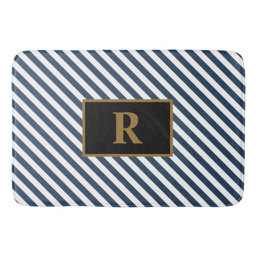 Blau/Weiße Streifen Bath Mat Badematte (Vorderseite)