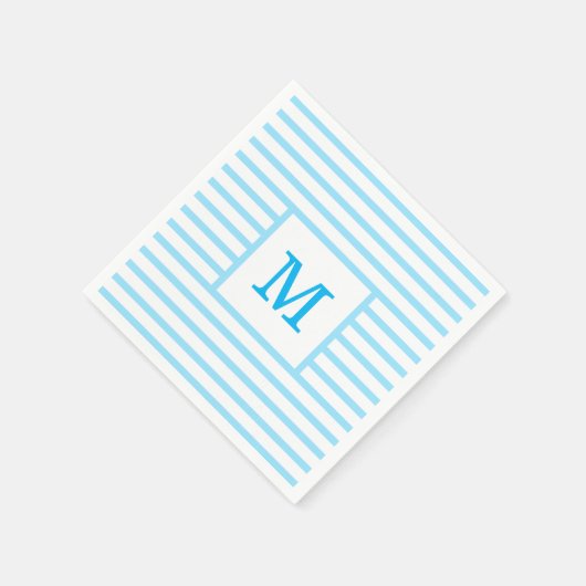 Blau-weiße Streifen für Baby-Monogramm Serviette (Ecke)