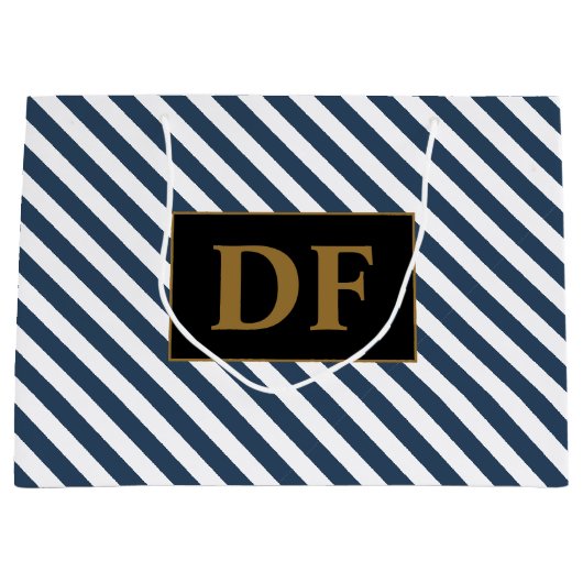 Blau/weiße Streifen Große Geschenktasche Geschenktüte (Vorderseite)