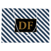 Blau/weiße Streifen Große Geschenktasche Geschenktüte (Rückseite)