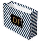 Blau/weiße Streifen Große Geschenktasche Geschenktüte (Rückseite Schrägansicht)