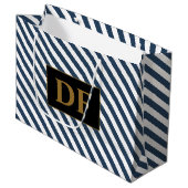 Blau/weiße Streifen Große Geschenktasche Geschenktüte (Vorderseite Schrägansicht)