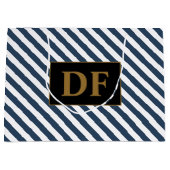 Blau/weiße Streifen Große Geschenktasche Große Geschenktüte (Vorderseite)