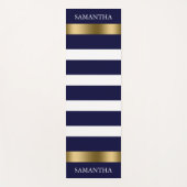 Blau-weiße Streifen Muster Gold Akzente Yogamatte (Vorderseite)